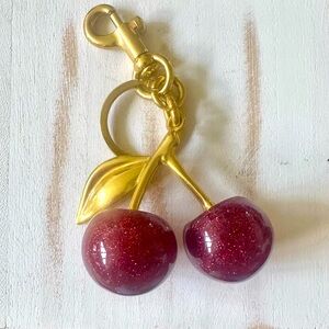Chic Gold and Red Cherry Charm